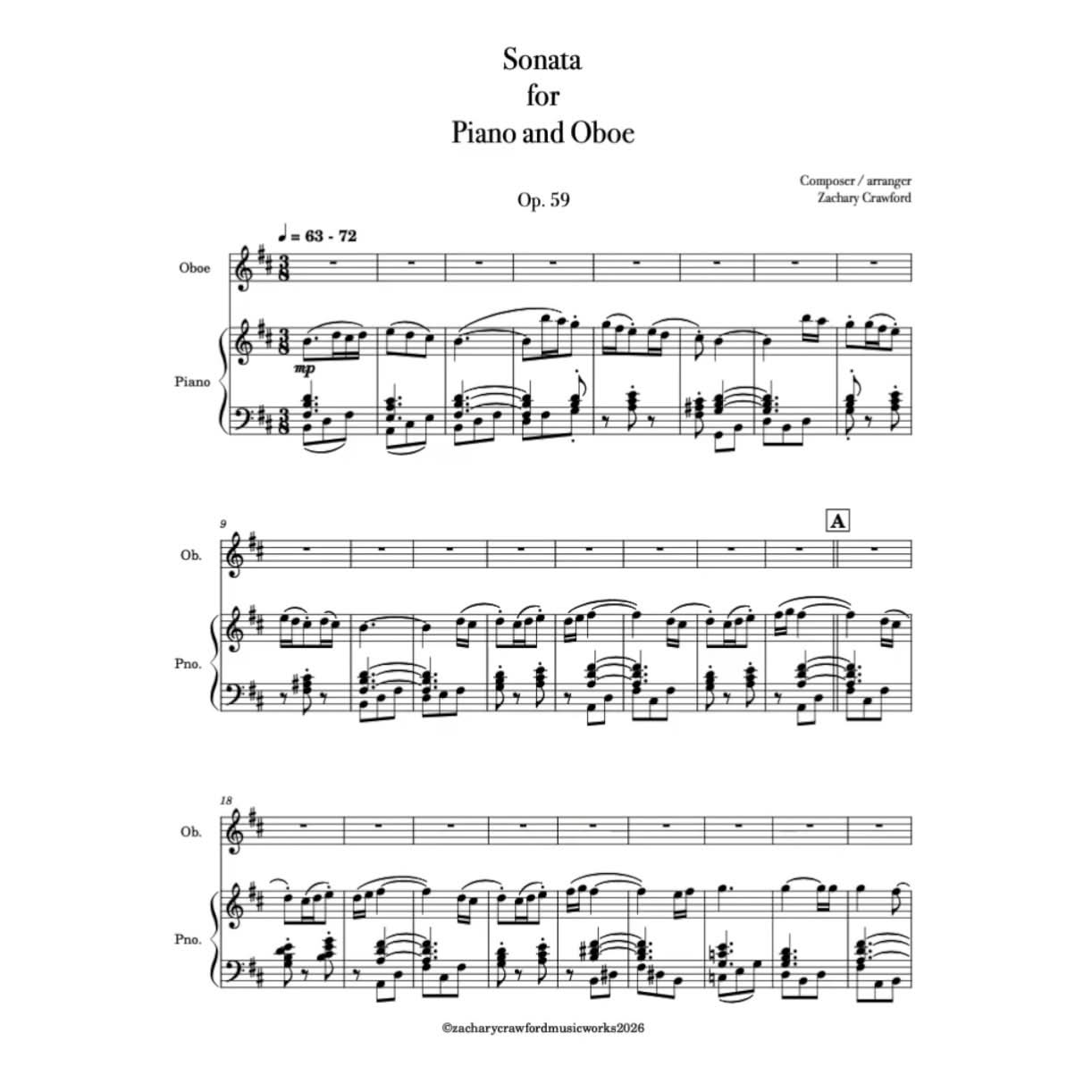 Crawford Sonata for Oboe and Piano in B Minor cover art