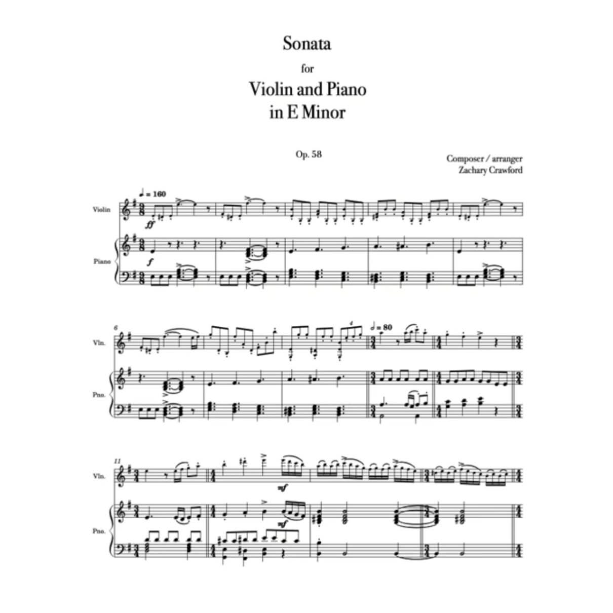 Crawford Sonata for Violin and Piano in E Minor cover art