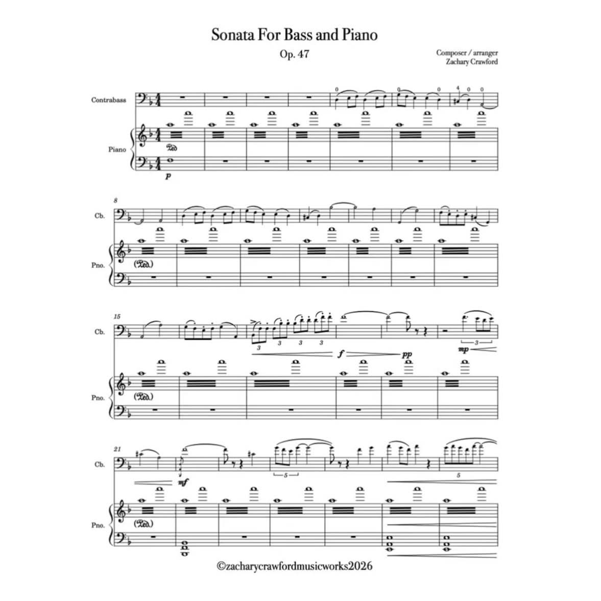 Contrabass and Piano duet in D Minor cover art