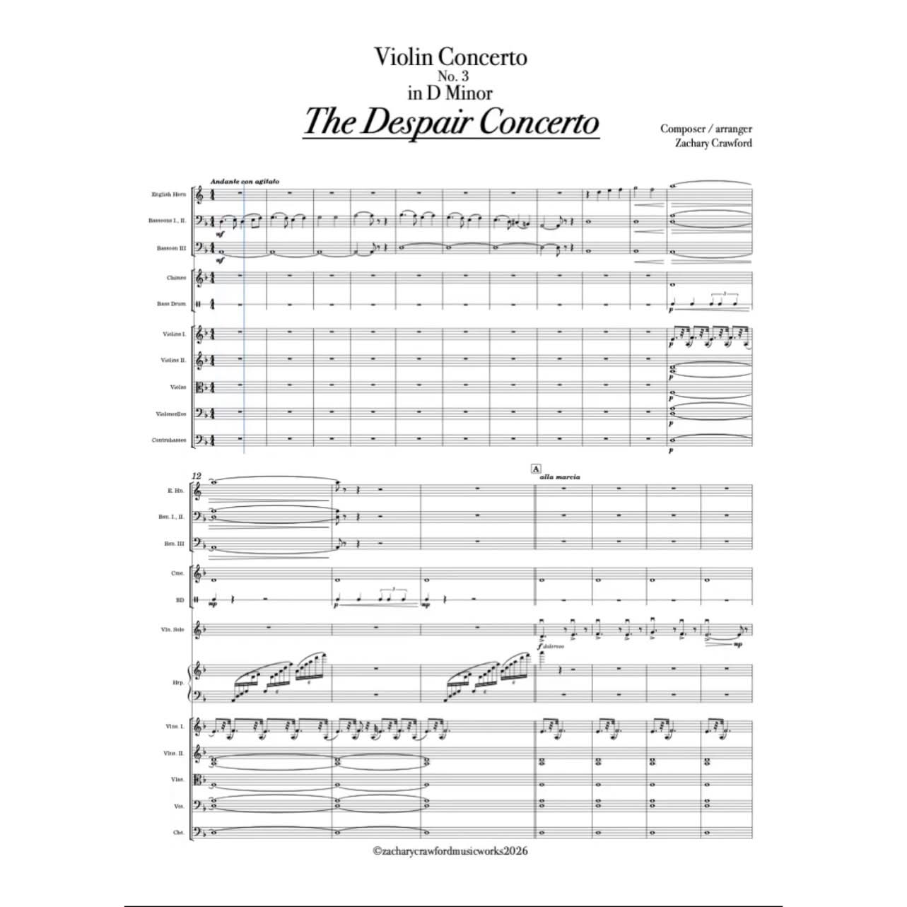 Crawford Violin Concerto No.3 in D Minor "The Despair Violin Concerto" cover art